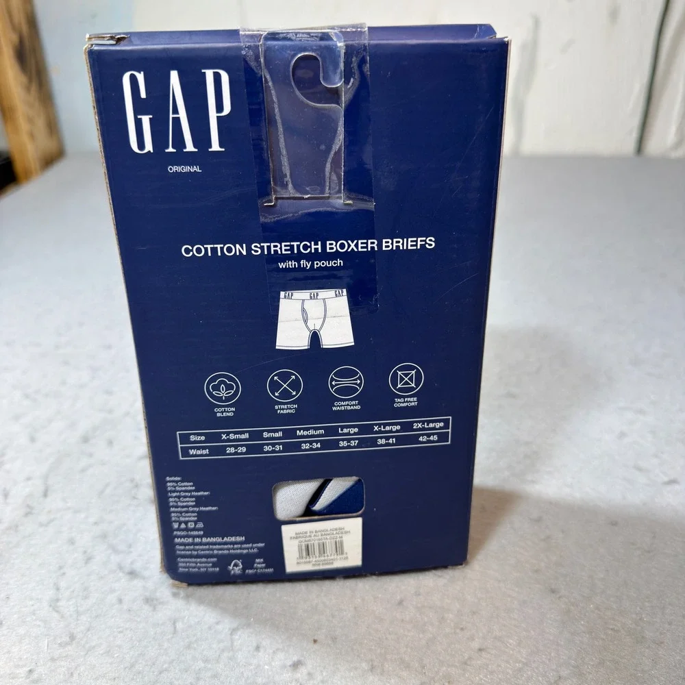 Gap Boxer Briefs Men Medium Blue Grey NEW 4 Pack Cotton Stretch Fly Pouch